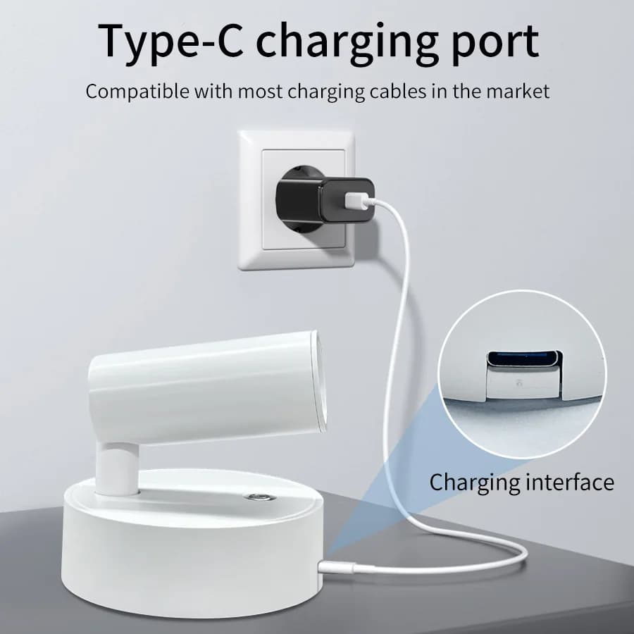 مصباح جداري LED مغناطيسي قابل لإعادة الشحن عبر USB، إضاءة جدارية بلمسة زر، إضاءة قابلة للتعتيم لغرفة النوم والقراءة - 2