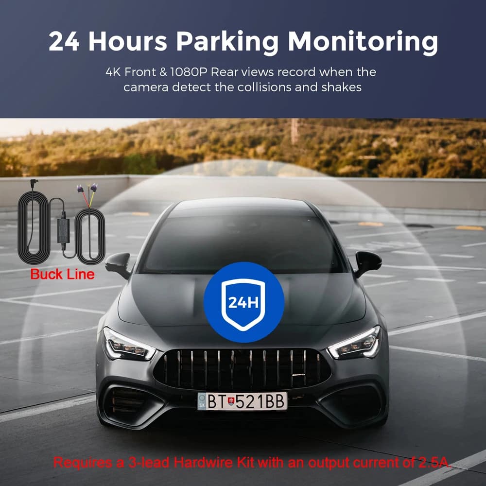 Dash Cam 4K UHD for Car Camera Front Rear Dual Lens With GPS WiFi 24h Parking Mode Night Vision Car DVR Video Registrator - 6