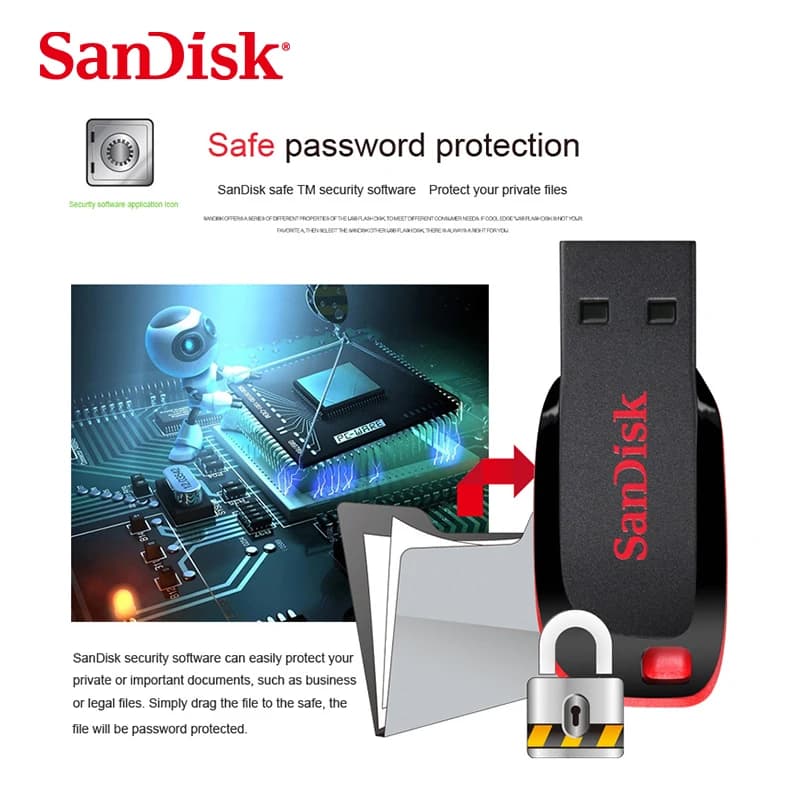 SanDisk CZ50 USB2.0 Pendrive 32GB 16GB 64GB USB Flash Drive Pen Drive U Disk Mini Flash Drive Cruzer Blade 100% Original - 4