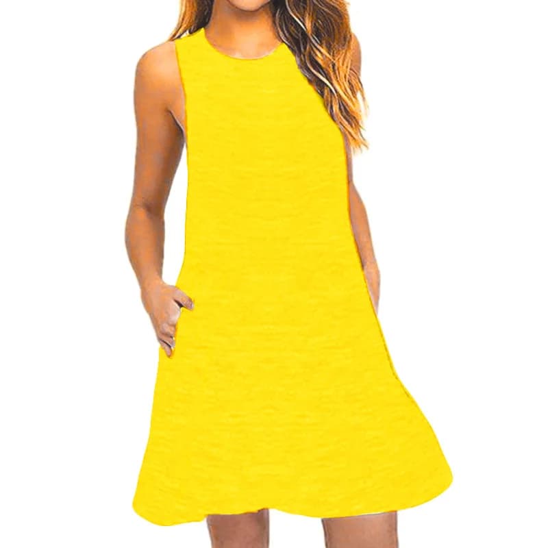 Women's Summer Casual Swing T-Shirt Dresses Beach Cover Up With Pockets Plus Size Loose T-shirt Dress - 4