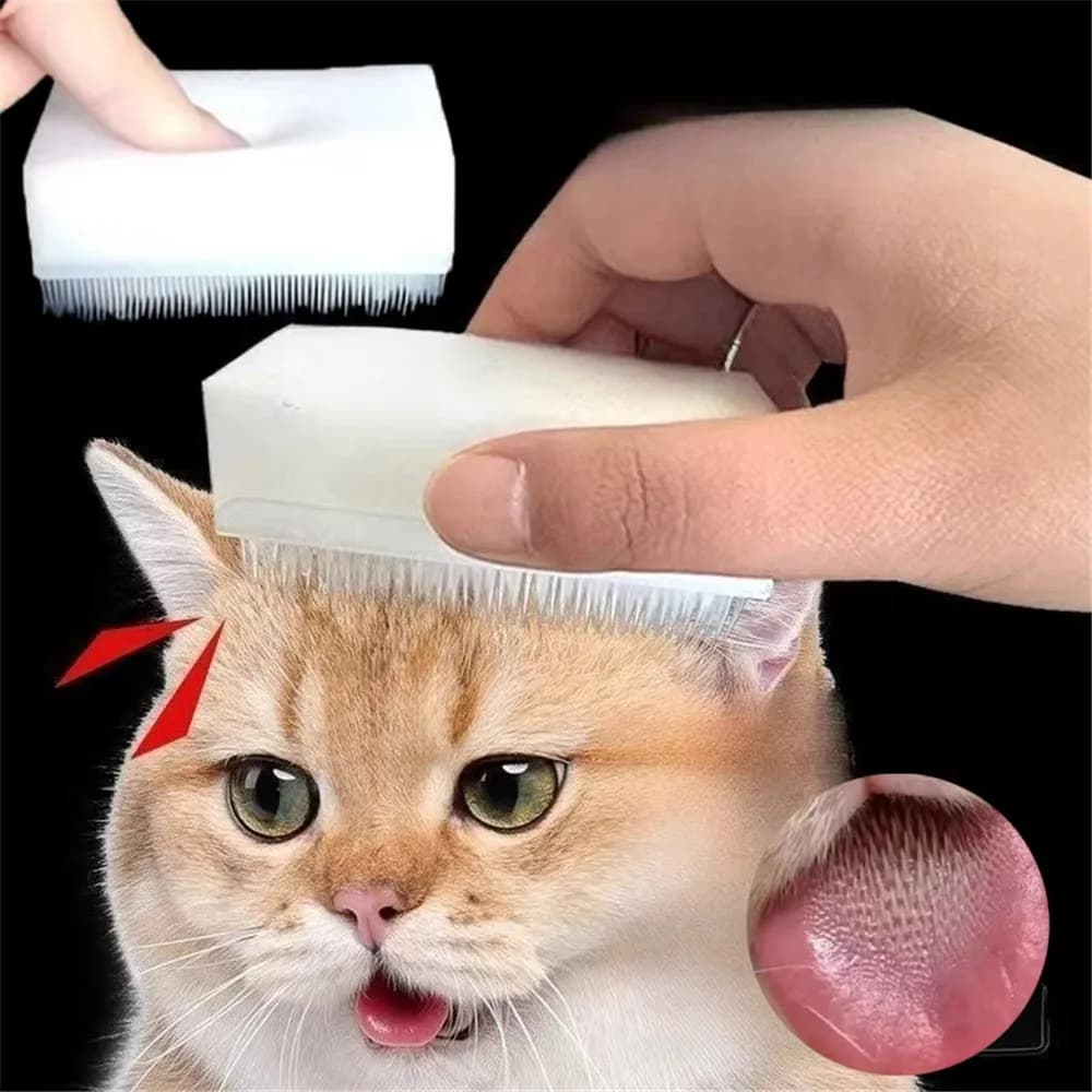 Cat Massage Brush Tongue Sensory Cleaning Brush Soft Cat and Dog Tongue Coating Brush Double-sided Sponge Cat Unzip Tongue Comb