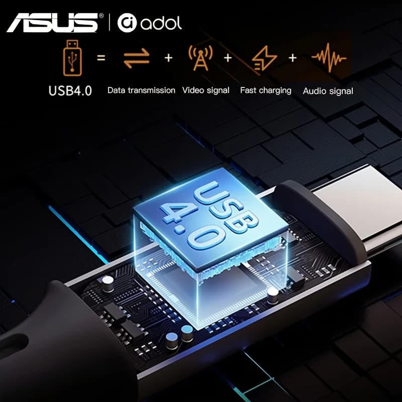 كابل ASUS USB4 بسرعة 40 جيجابت/ثانية وقوة 240 واط بدقة 8K لشحن Thunderbolt 4 Type C السريع ونقل البيانات USB C إلى C - 6