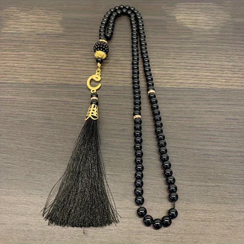 99 قطعة من مسامير خيط اللؤلؤ المقلدة الزجاجية مقاس 6 بوصات مسبحة TASBIH مسبحة صلاة إسلامية في الشرق الأوسط معلقة على السيارة - 6