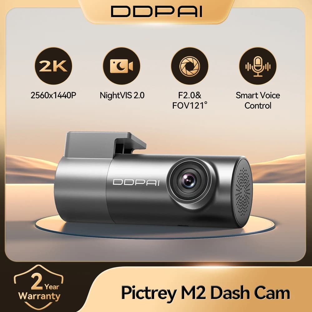 كاميرا لوحة قيادة Pictrey M2 بدقة 2K، قابلة للدوران 330 درجة، مسجل سيارة DVR مع دعم الرؤية الليلية والتحكم الصوتي الذكي، مراقبة وقوف السيارات 24 ساعة
