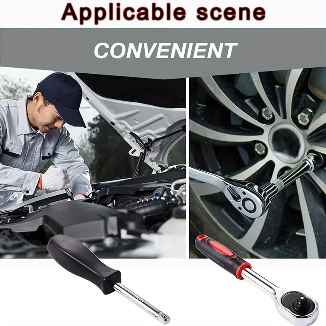 مجموعة أدوات ميكانيكية من 46 قطعة، تشمل مقابس ومفاتيح راتشيت، أدوات إصلاح السيارات والمنزل - 6