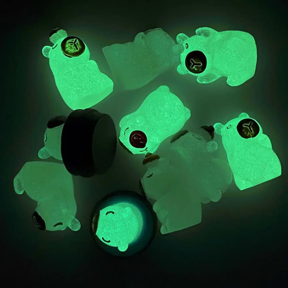 10/20pcs Luminous Capybara Mini Resin Animals Figurines,Glow At Night Outdoor Craft Decor for Miniature DIY Garden Accessories - 2