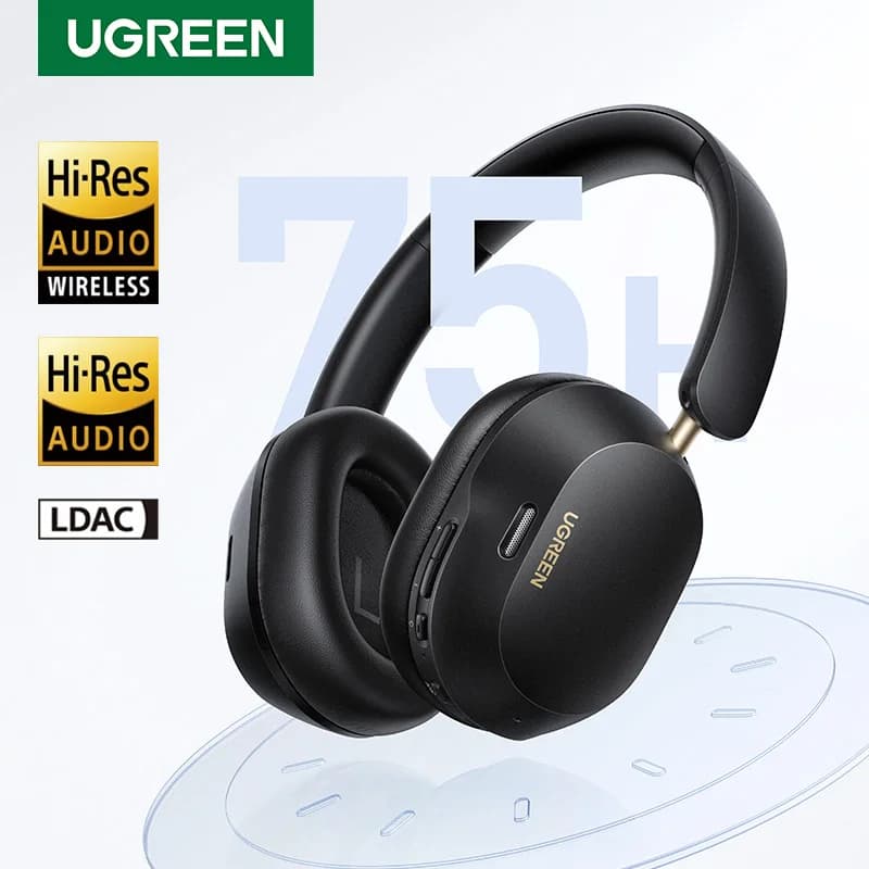 UGREEN Max5c Wireless Bluetooth Headphones 43dB Hybrid Active Noise Cancellation Hi-Res LDAC 75H Spatial Audio Earbuds Headset