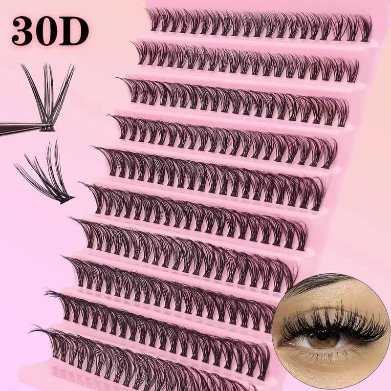 200Pcs DIY Personal Lashes 40P Eyelash Cluster Natural Look Wispy Lashes 9-16MM D Curly Hair Personal Clusters Lashes Fluffy - 2