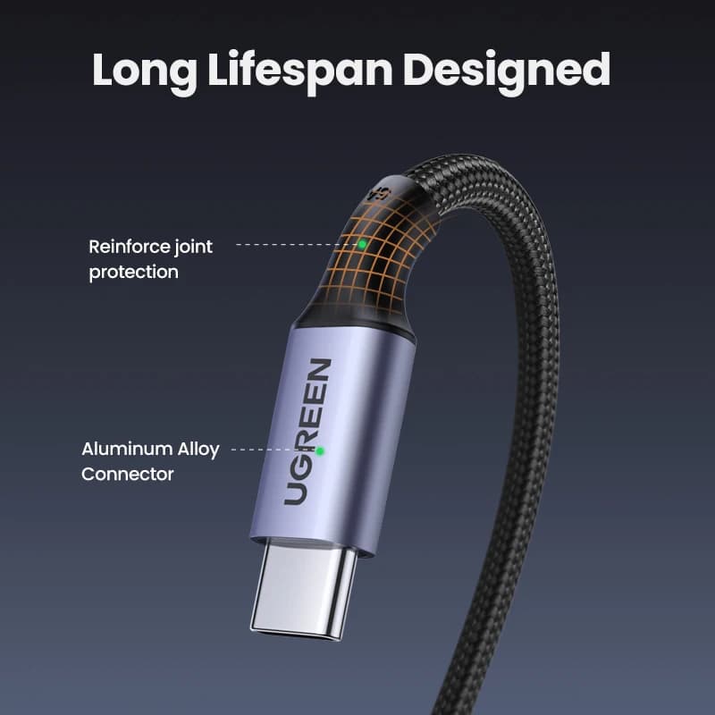 كابل USB Type-C إلى USB-C من UGREEN بقوة 100 واط للشحن السريع لهواتف آيفون 17 و16 وماك بوك وسامسونج S25 وS24 يدعم QC 4.0 - 6