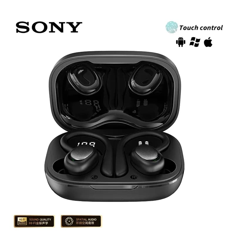 سماعات سوني SP180 اللاسلكية الأصلية TWS مع ميكروفون سماعات أذن رياضية ستيريو داخل الأذن بشاشة LED