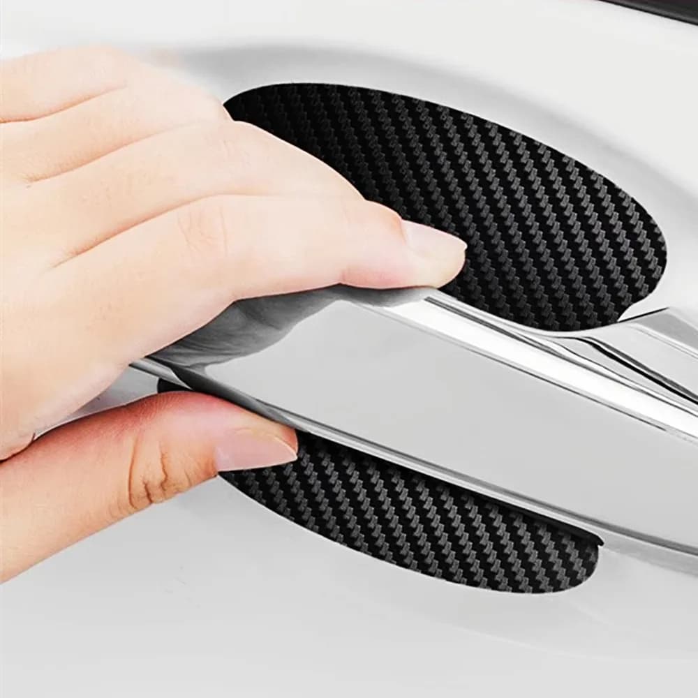 4pcs/Set Universal Car Door Handle Bowl Scratch Protective Sticker Automobiles Door Handle Carbon Fiber Protector Accessories - 2