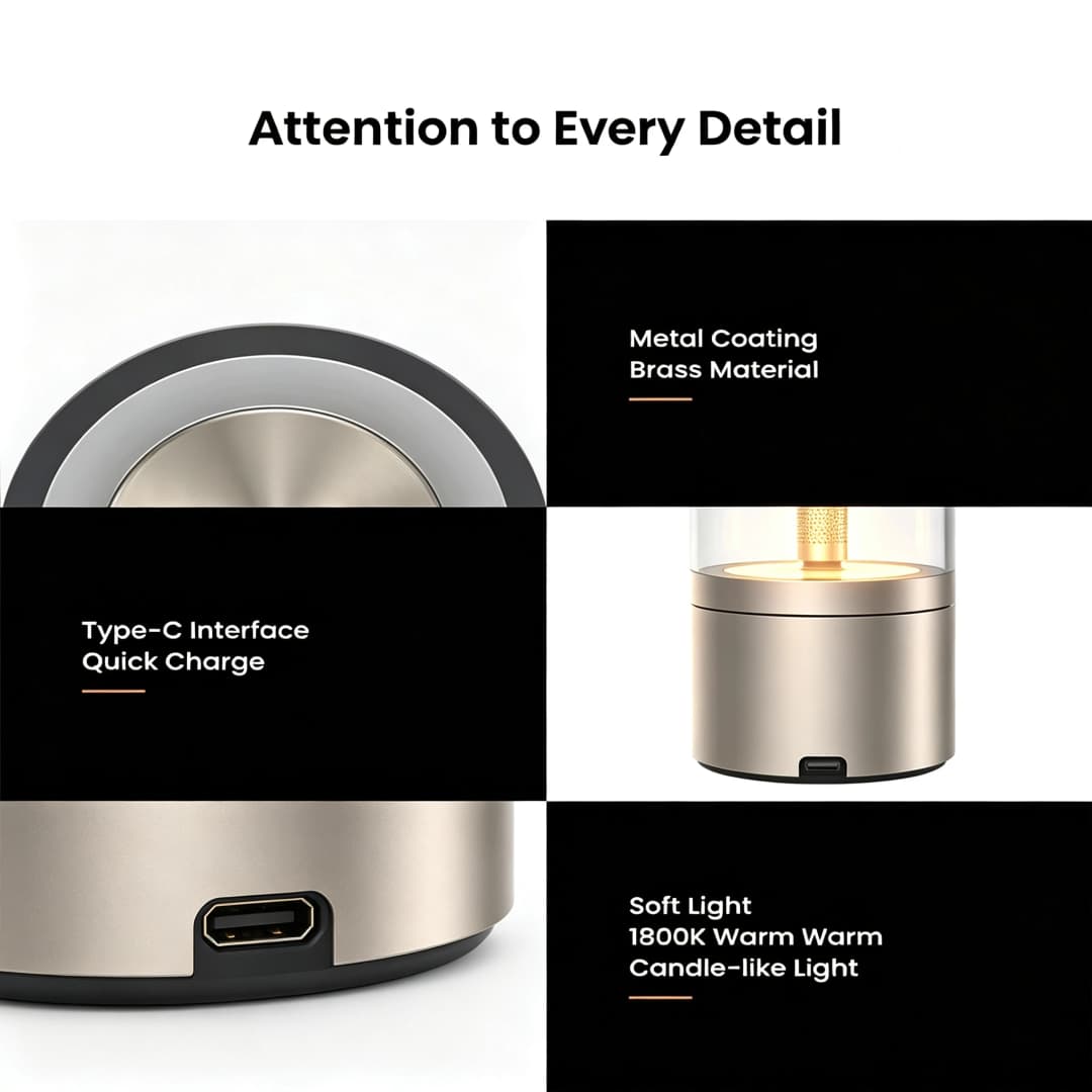 Yeelight Rechargeable Candle Light Candle Ambient Light LED Night Light Warm Light 1800K Stepless Rotary Dimming Type C Charging - 5