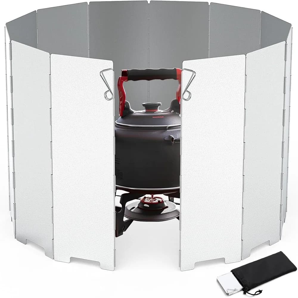 8/10/12/14/16 لوحات واقي موقد من الألومنيوم مع حقيبة تخزين لمواقد التخييم التي تعمل بالبيوتان