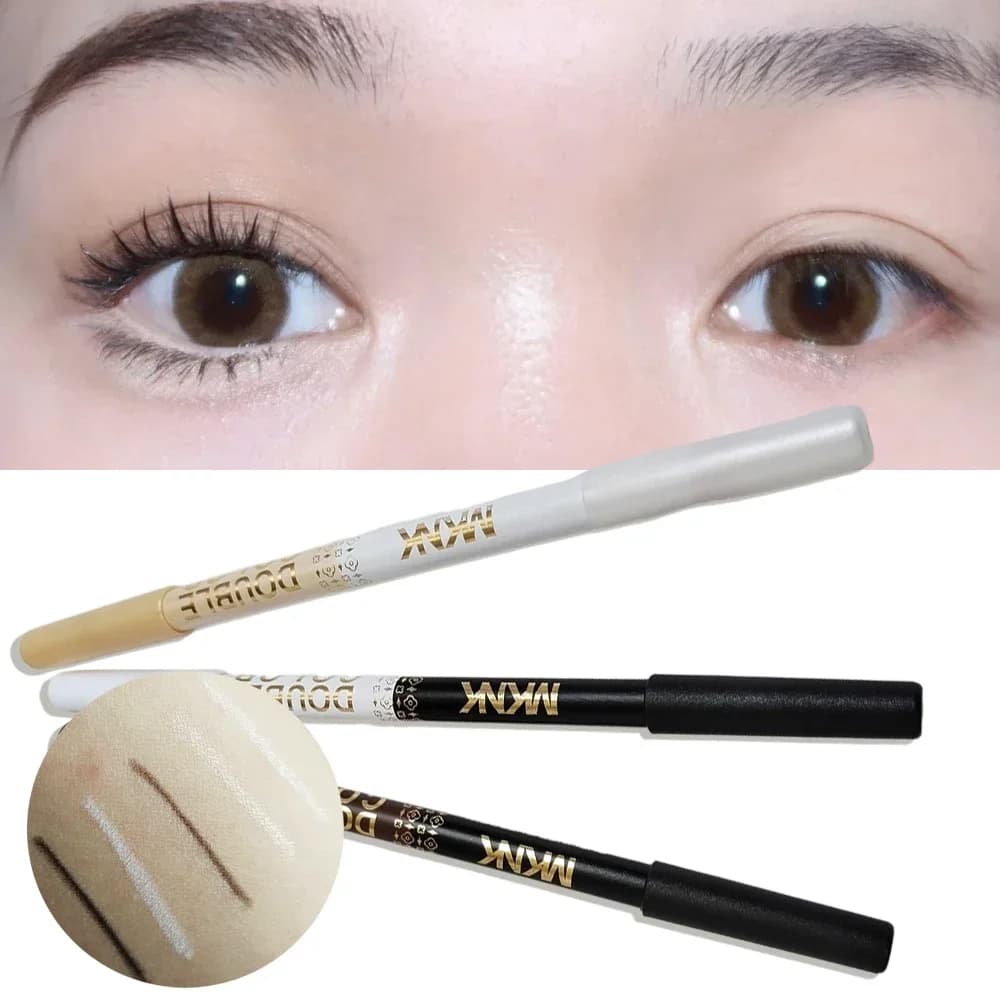 قلم كحل خشبي ثنائي اللون، أسود وأبيض، لؤلؤ، تمييز، رسم الحاجب، رمش سفلي - 6