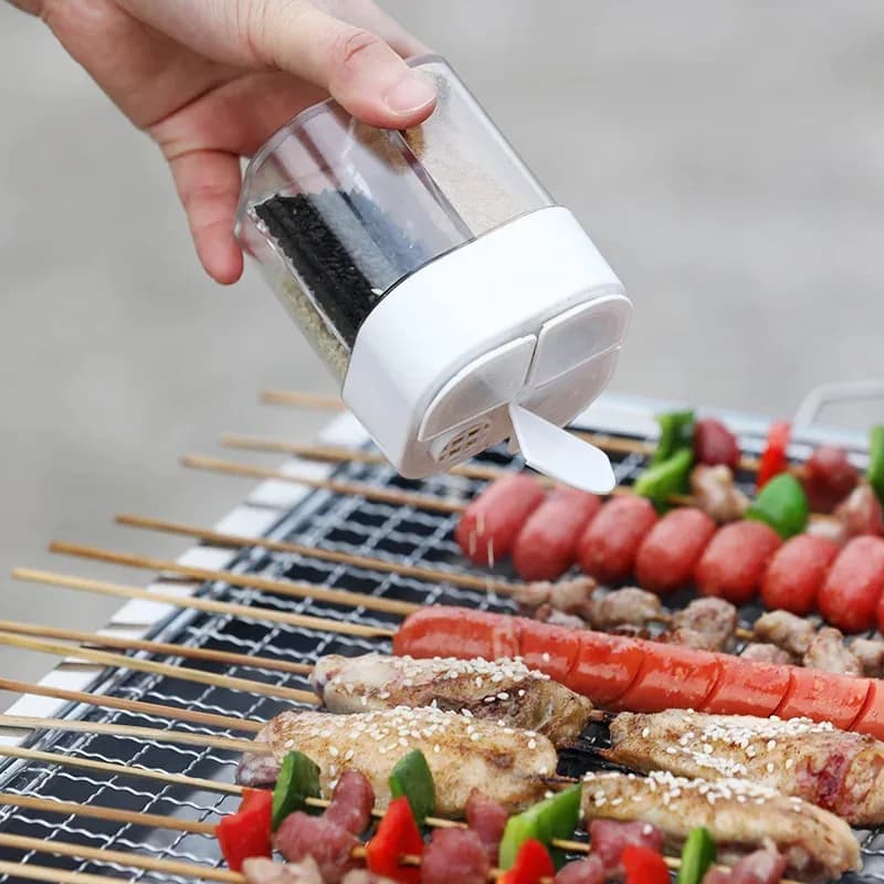 4in1 Camping Spice Shaker Multifunctional Spice Pot with Lid 4 Compartments for Outdoor BBQ Cooking Salt Pepper Storage Box - 3