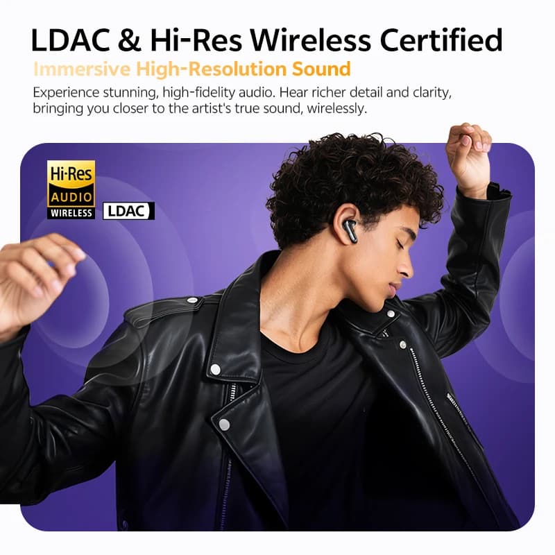 سماعات أذن لاسلكية QCY HT18 MeloBuds N70 بلوتوث 6.0 سماعات أذن LDAC عالية الدقة مع تقنية إلغاء الضوضاء التكيفي ومحرك مزدوج وكشف داخل الأذن - 3