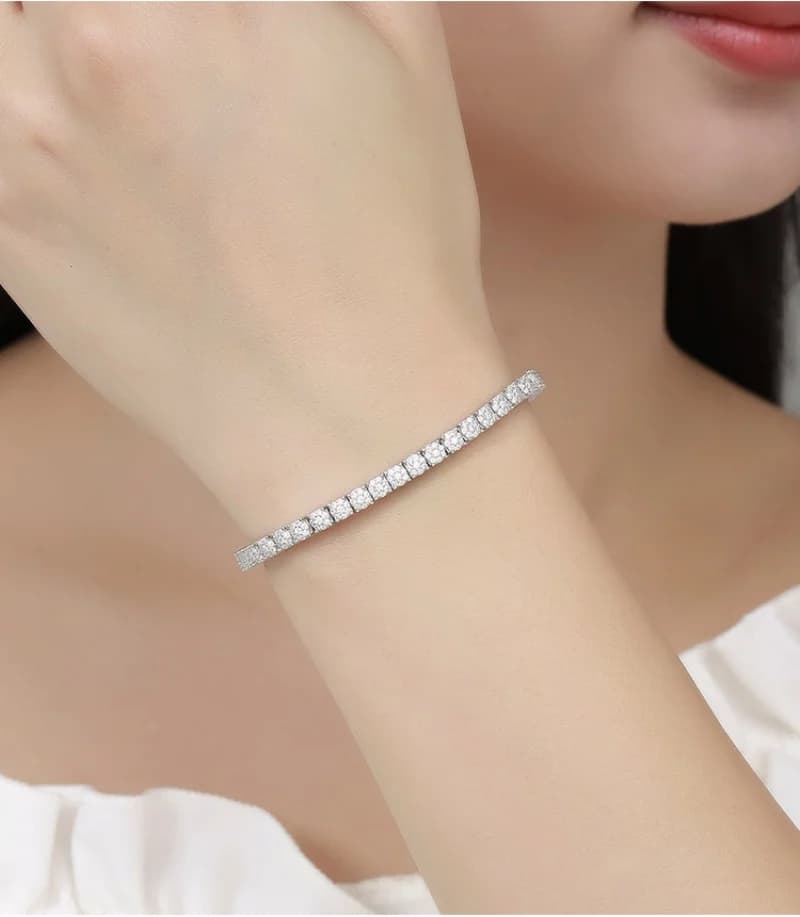 Women's Fashion 4mm Zirconia Tennis Bracelet Crystal Charm Designer Thin Chain Wedding Jewelry - 4