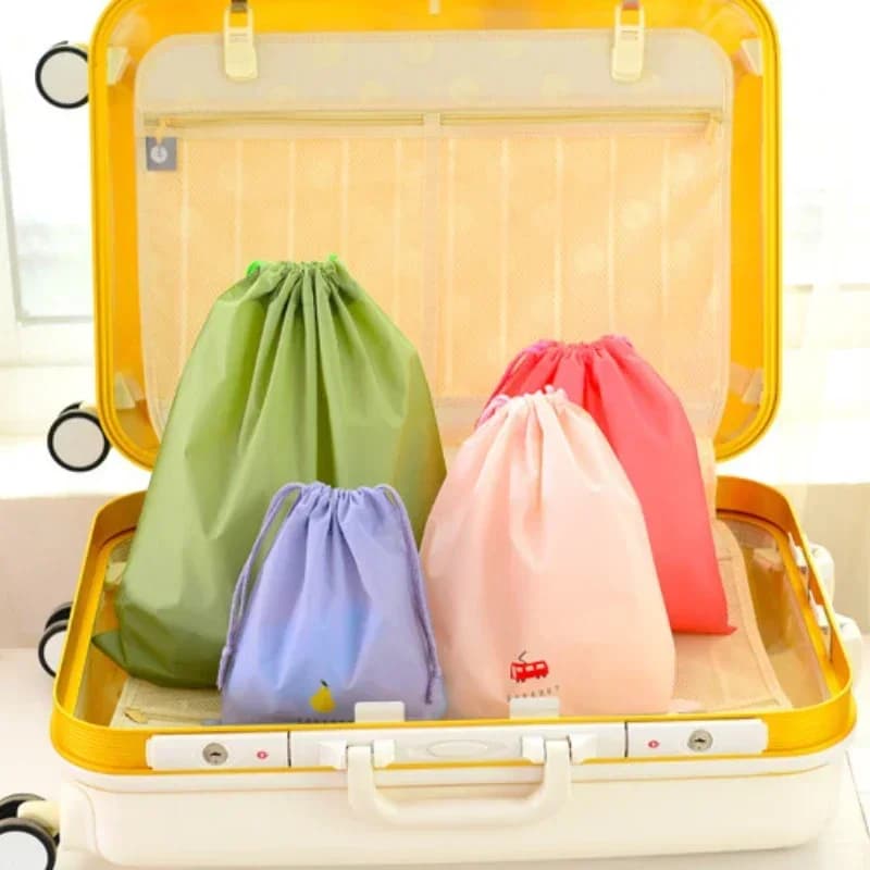 1pc Cartoon Printed Storage Bag Nylon Waterproof Drawstring Pouch Multi-functional Portable Durable Shoes Underwear Travel Bag - 5