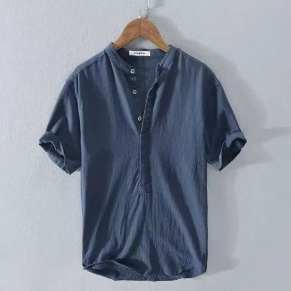 New Cotton Linen Shirts for Men Casual Shirts Lightweight  Short  Sleeve Henley Beach Shirts Hawaiian T Shirts for Men - 5