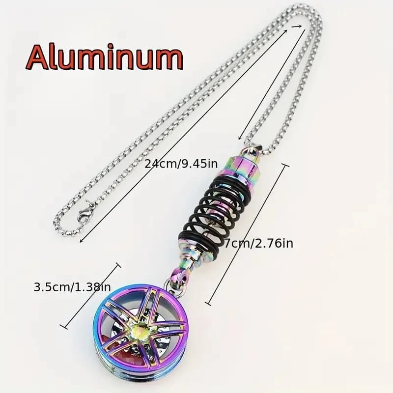 عجلة سيارة معدنية ممتص الصدمات قلادة عجلة السيارة زخرفة معلقة مرآة الرؤية الخلفية حقيبة الديكور الداخلي للسيارات حلية معلقة - 5