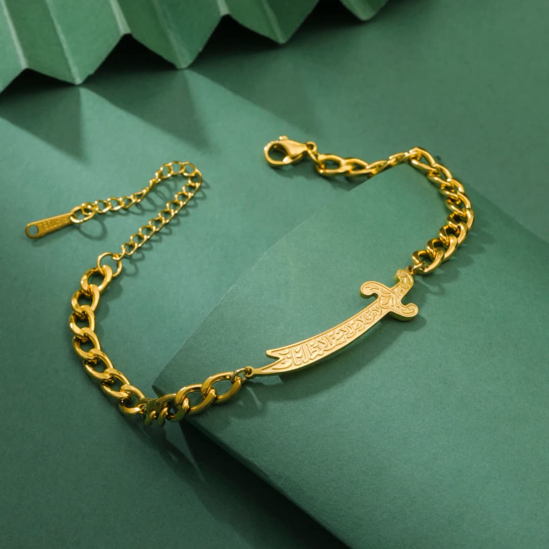 أسورة سيف الإمام علي ذو الفقار من Jeshayuan للنساء، خط عربي، أساور رجال مسلمين من الفولاذ المقاوم للصدأ، مجوهرات تعويذة - 3