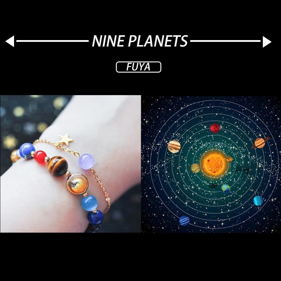Universe Galaxy Eight Planets Bracelet Solar System Guardian Star Natural Stone Beads Bracelets for Women Fashion Couple Jewelry - 2