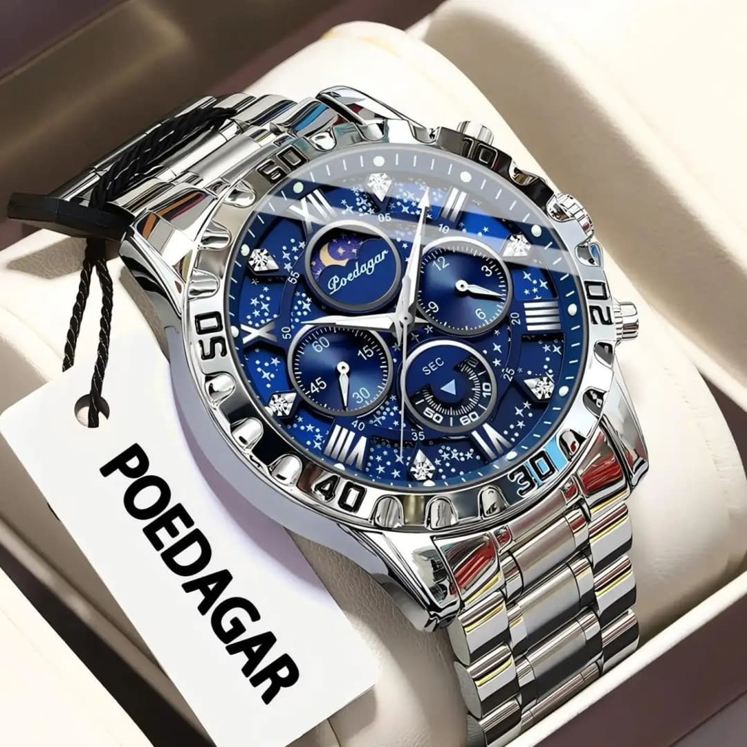 POEDAGAR Luxury Fashion Man Watch Waterproof Luminous Chronograph Men Watch Stainless Steel Sports Military Quartz Men's Watches