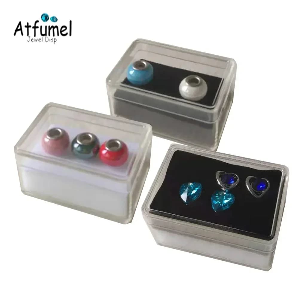 صندوق تخزين مجوهرات الماس المربع الشفاف حافظة عرض الحجر منظم الأحجار الكريمة المستديرة قطعة واحدة صندوق هدايا صغير للعملات المعدنية - 3