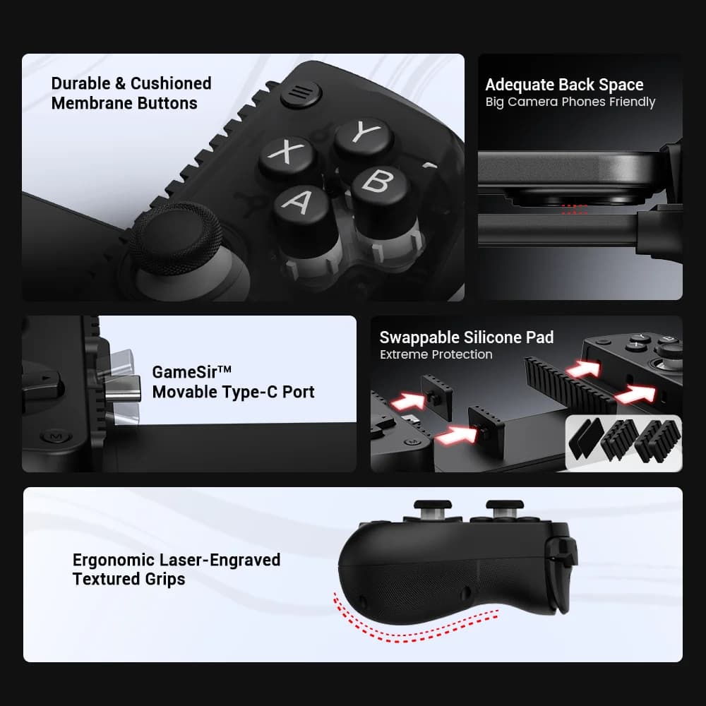 GameSir X5 Lite Mobile Phone Gamepads for iPhone 16 15 Series iPad Mini Android Tablet Controller Hall Effect Joysticks Design - 3