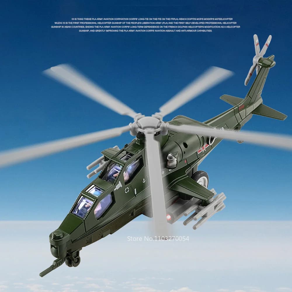 نماذج طائرات CAIC Z-10 بطول 25 سم لعبة سبائك مصبوبة مقاتلة جسم معدني صوت وإضاءة سحب للخلف طائرات تجميع هدايا أعياد ميلاد - 6