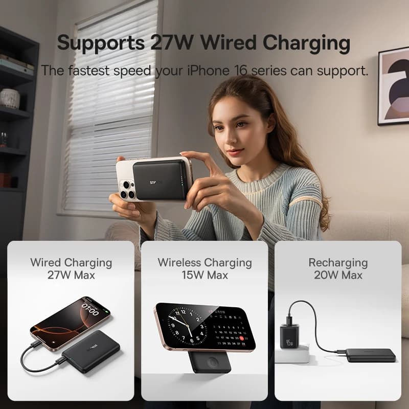Baseus 27W Magnetic Power Bank 10000mAh 15W Wireless Charging External Battery For iPhone iWatch AirPods Samsung Xiaomi Poco - 4
