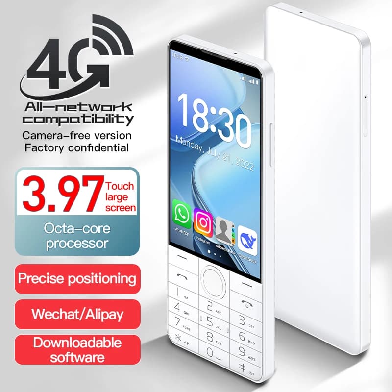 هاتف دووف بدون كاميرا R70 بشاشة لمس ذكية ولوحة مفاتيح، 4G، 6 جيجابايت + 128 جيجابايت، بطارية 2600 مللي أمبير، شاشة 4.0 بوصة، أندرويد 14، واي فاي - 6