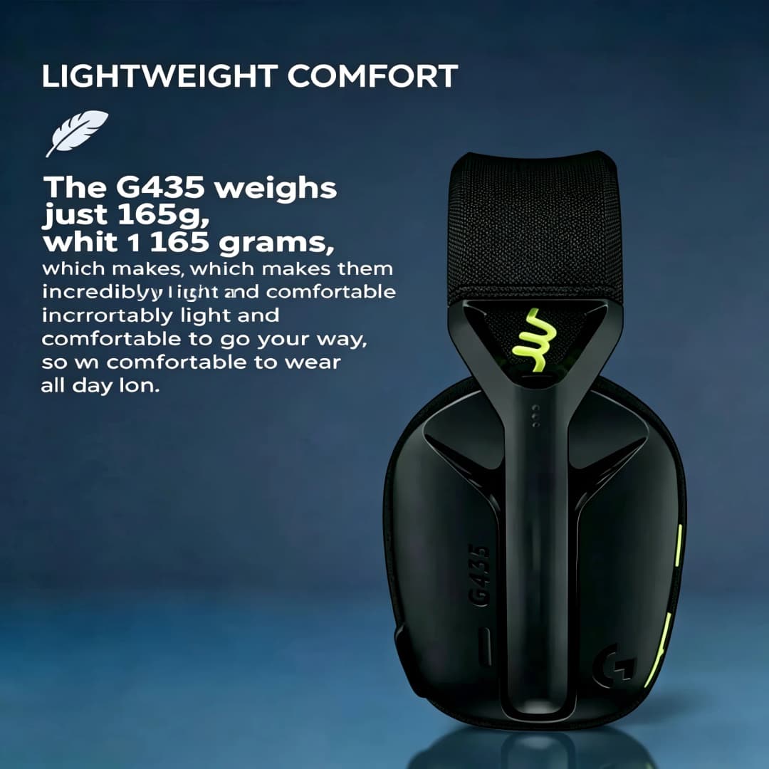 سماعة رأس الألعاب Logitech G435 لاسلكية، صوت محيطي، متوافقة مع الألعاب والموسيقى، مع ميكروفون، سماعات رأس لاسلكية - 3