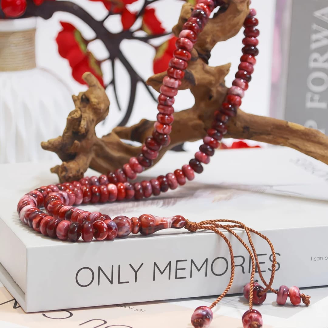 مسبحة إسلامية يدوية 99 حبة - 10 مم، من الراتنج، للصلاة في رمضان والعيد - 2