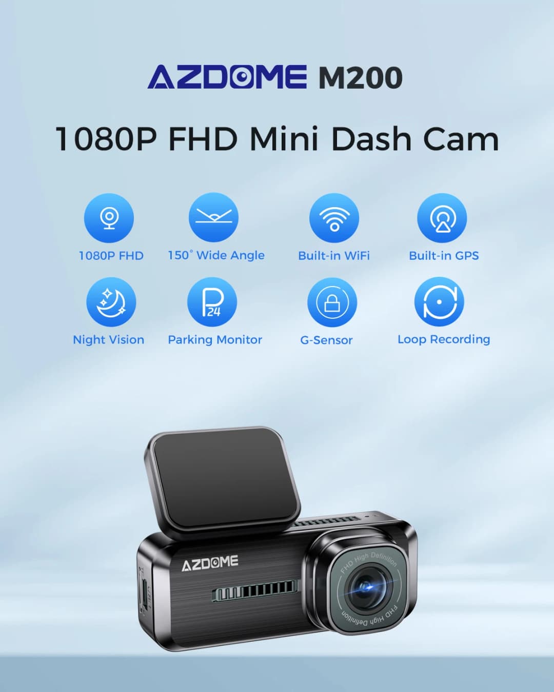 AZDOME M200 Dash Cam English Voice Control 2K Car DVR WiFi Camera for Vehicle Night Vision G-Sensor 24H Parking Monitor - 3