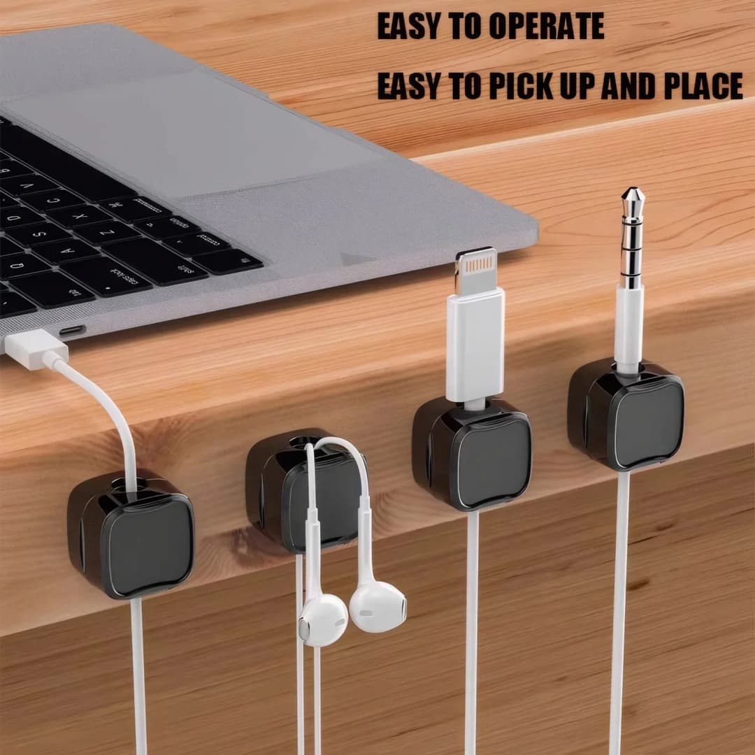 10Pcs Magnetic Cable Holder Self Adhesive Cord Clip Smooth Pulling Charging Cable Keeper Wire Clip for Car/Home/Office - 3