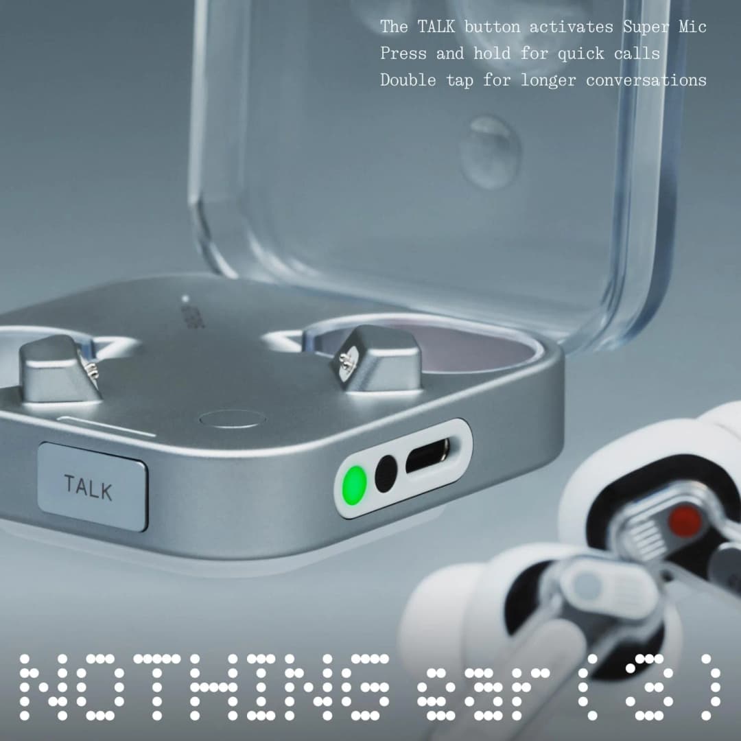 سماعات Nothing Ear (3) لاسلكية، ميكروفون فائق، إلغاء ضوضاء نشط هجين 45dB، بلوتوث، 6 ميكروفونات - 4