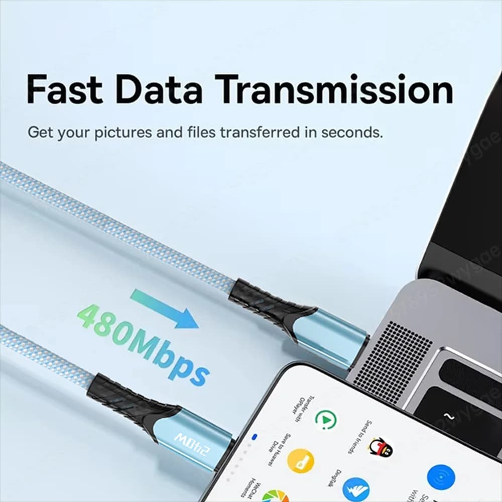 كابل طاقة NNBILI USB C، 240 واط، QC4.0، متوافق مع ماك بوك، سامسونج، آيفون 15، 16، كابل USB C إلى C PD، شحن سريع 48V5A - 2