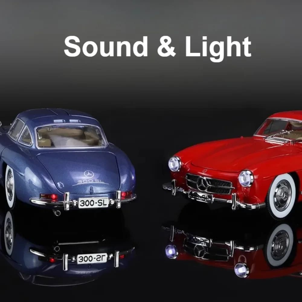 سيارة 300SL كلاسيكية، مقياس 1:24، سبيكة معدنية، مع أصوات وأضواء، هدية للأطفال - 5