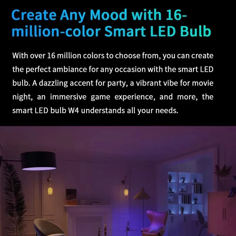 Yeelight Smart LED Bulb W4 Lite E27 Remote BLE+WIFI 800lm 8W 2700-6500K Cabinet Light Smart Home For Homekit Google Alexa - 5