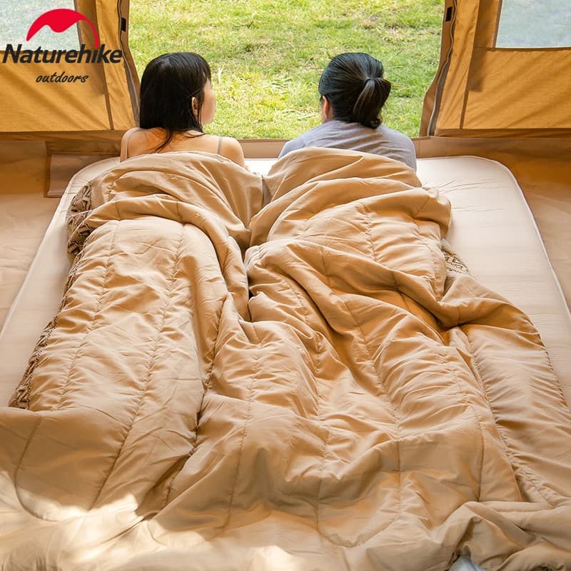 كيس نوم تخييم من Naturehike خفيف الوزن لفصول الصيف والربيع والخريف، كيس نوم قطني قابل للتوصيل، أساسيات معدات التخييم - 6