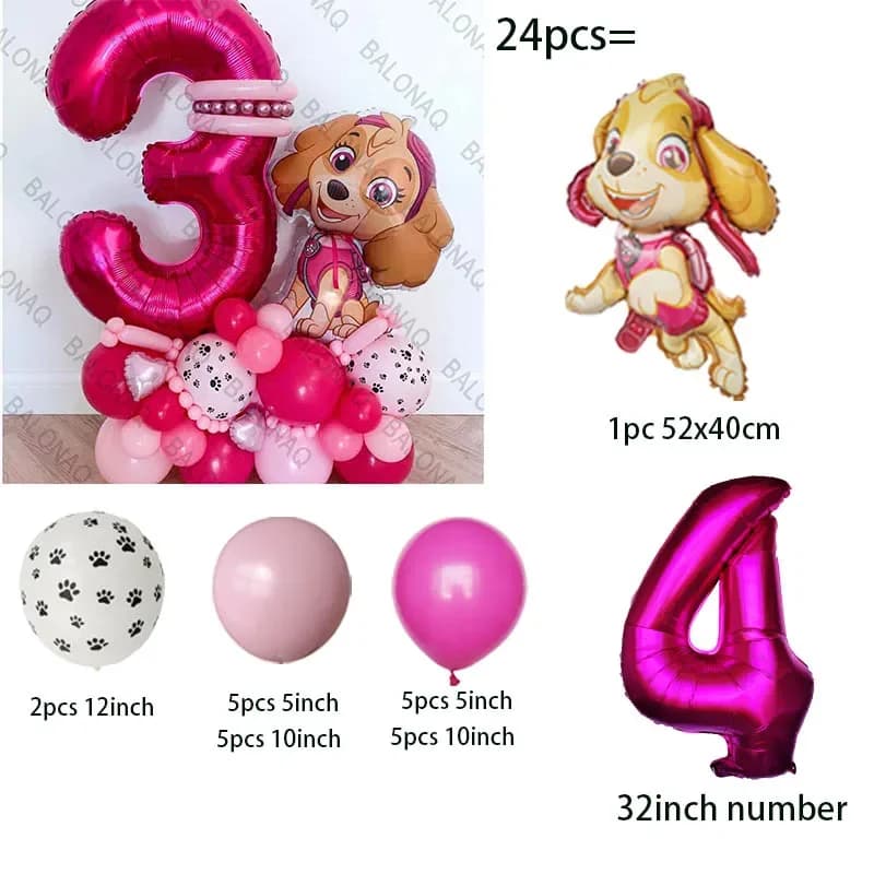 24pcs Cartoon Paw Patrol Ryder Chase Marshall Skye Aluminum Foil Balloon Children's Birthday Decoration Party Supplies Toy Gift - 5