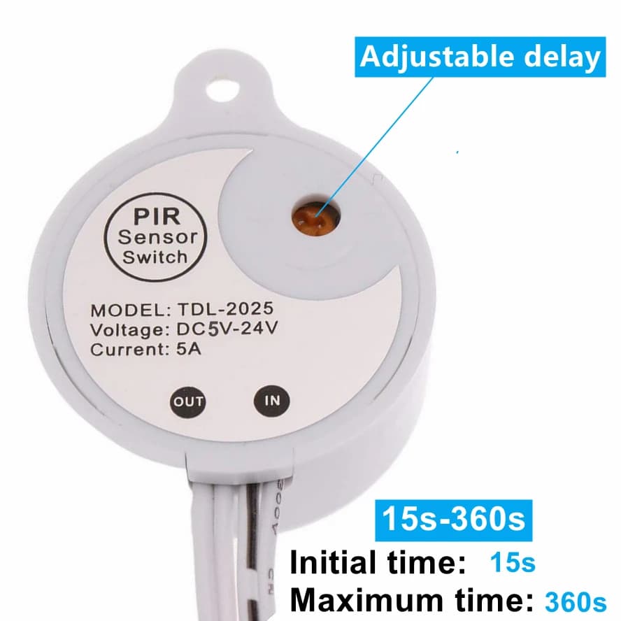 USB/DC Plug Adjustable PIR Infrared Human Motion Sensor Switch DC5V 12V 24V Smart Switch for LED Light Strip Night Lamp Bulb - 2
