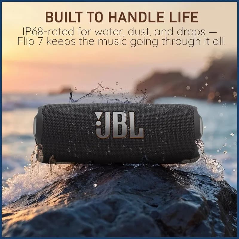 سماعة محمولة JBL Flip 7، مقاومة للماء IP67، سماعة بلوتوث بوقت تشغيل 16 ساعة، صوت AI Boost، قفل دفع وحفلات خارجية - 2
