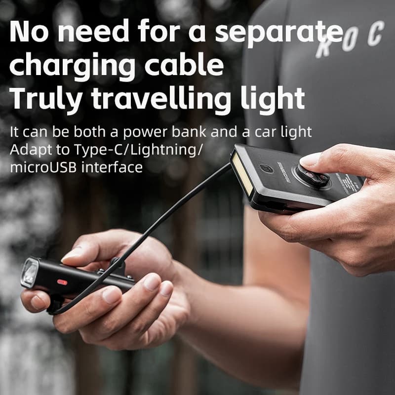 ROCKBROS Bike Powerbank Light 5000mAh 10000mAh Type-C Lightning MicroUSB Cycling Lamp Front Light Handlebar Bicycle Headlights - 3