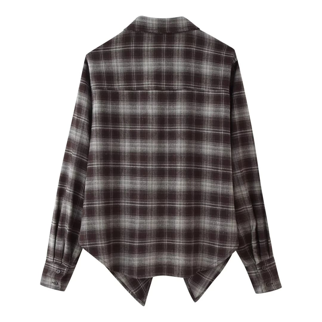 Women Chic Sexy Plaid Long Sleeved Shirt Spring Autumn Female Casual Blouse Trendy Fashion Lady Vintage Styled Shirt - 3