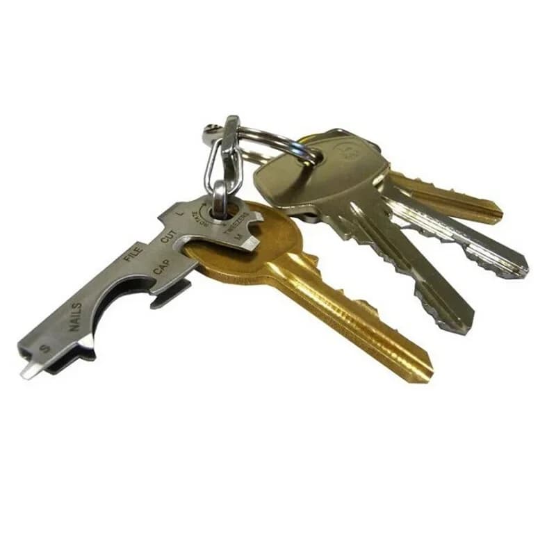 حلقة مفاتيح متعددة الوظائف 8 في 1، كارابينر، مشبك سريع، أداة متعددة الاستخدامات، أداة مفاتيح جديدة - 3