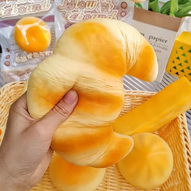 Squishy Croissant Squeeze Slow Rising Sticky Stress Relief Toy Super Soft Fake Food Creative Simulation Bread Anti-anxiety Toys - 3