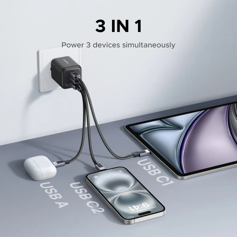 【قابس EU】 شاحن UGREEN 45 واط/30 واط/25 واط/20 واط GaN PD3.0 PPS QC3.0 شاحن USB C سريع لجهاز iPhone 17 و16 و15 ProMax وSamsung S25 وiPad Air - 2