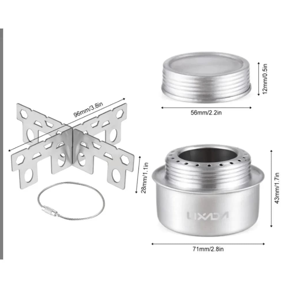 Portable Mini Aluminum Alloy Alcohol Camping Stove with Lid for Outdoor Hiking and Backpacking